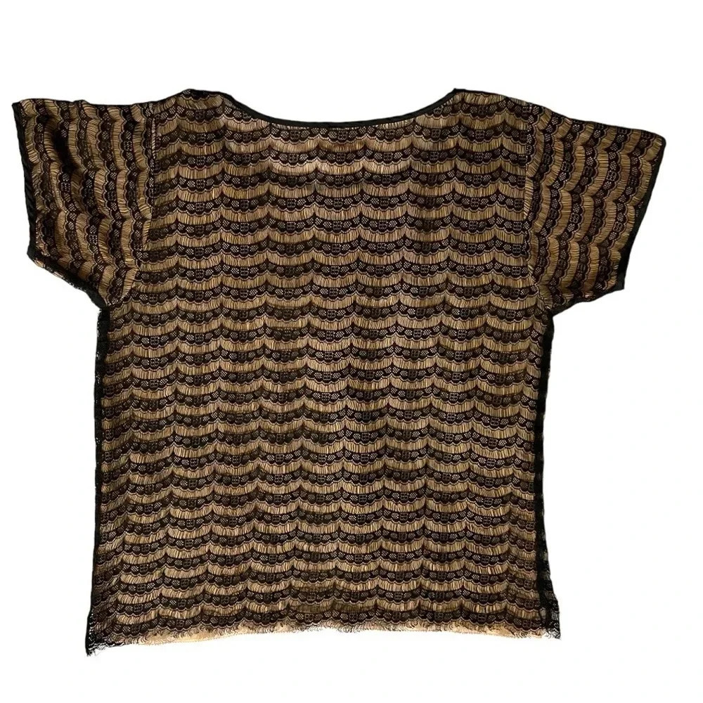 J. Crew Womens Black Lace Overlay Career Casual Short Sleeve Shirt Blouse Size S - Picture 5 of 5